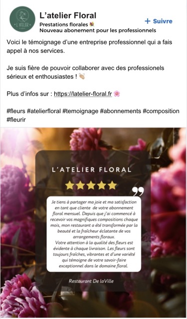 Post atelier floral